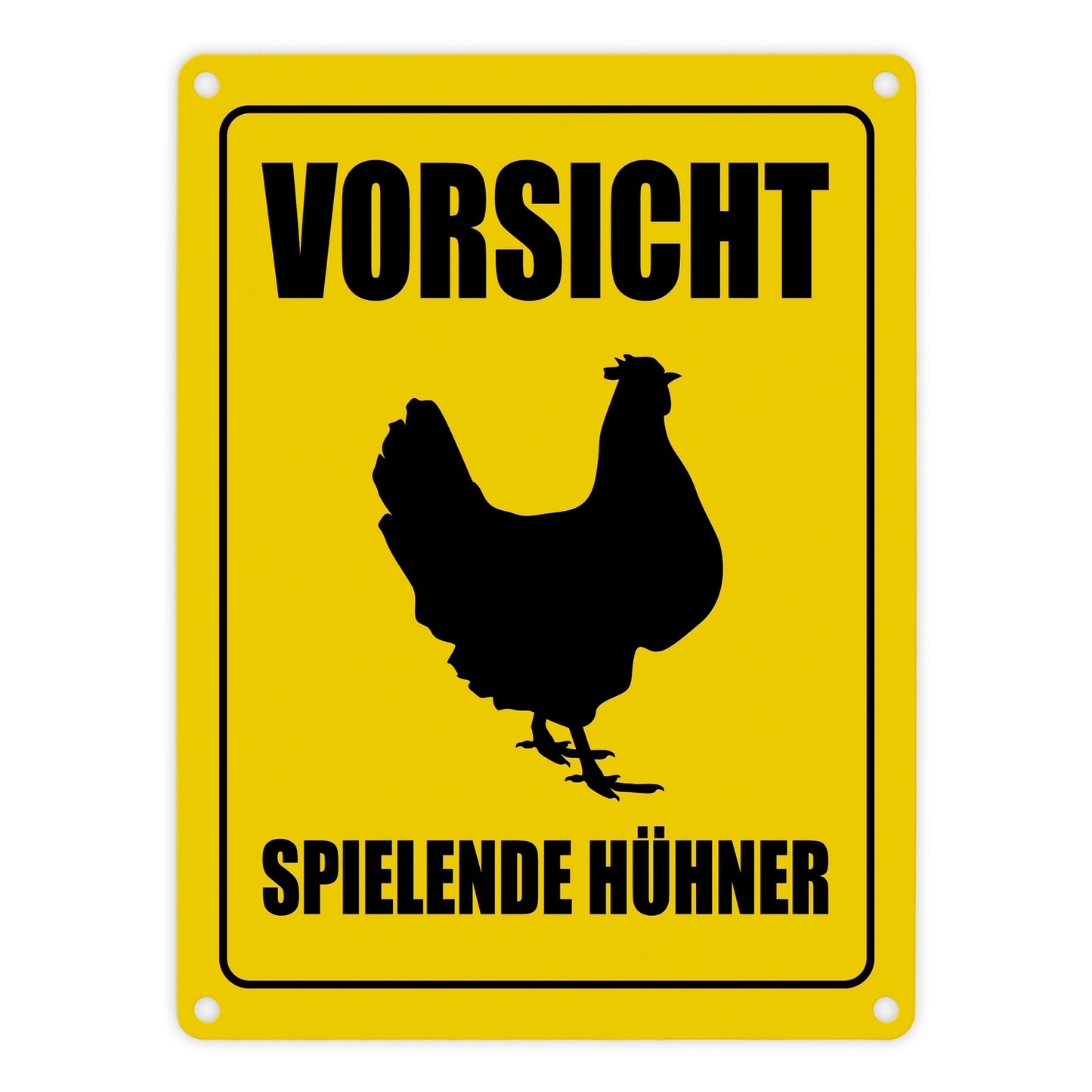 Vorsicht spielende Hühner Metallschild mit Huhn Motiv