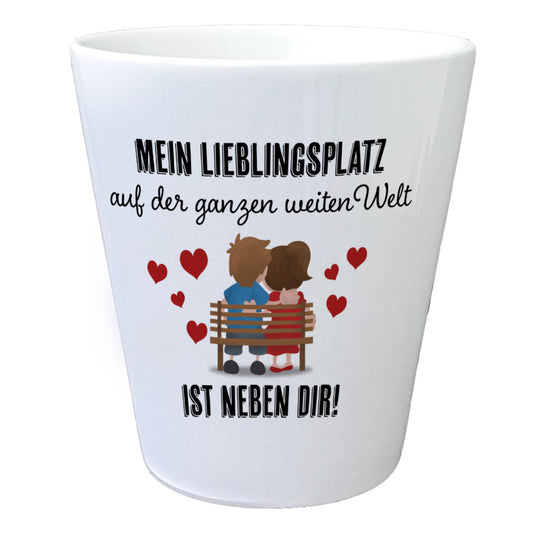 Liebespaar Blumentopf mit Spruch Lieblingsplatz ist neben dir