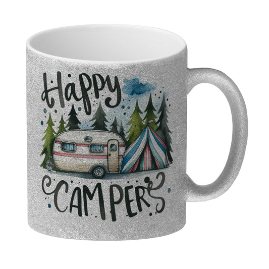 Happy Campers Wohnwagen Glitzer-Kaffeebecher