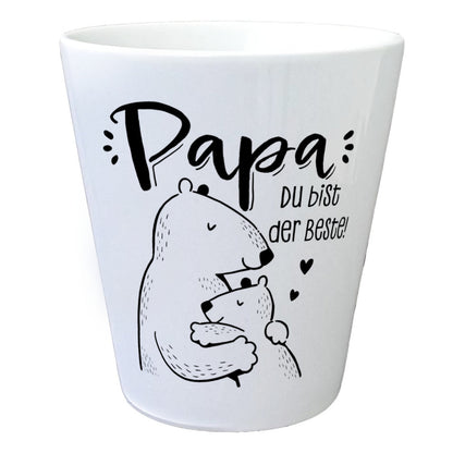 Bären Papa und Kind Blumentopf mit Spruch Papa du bist der Beste