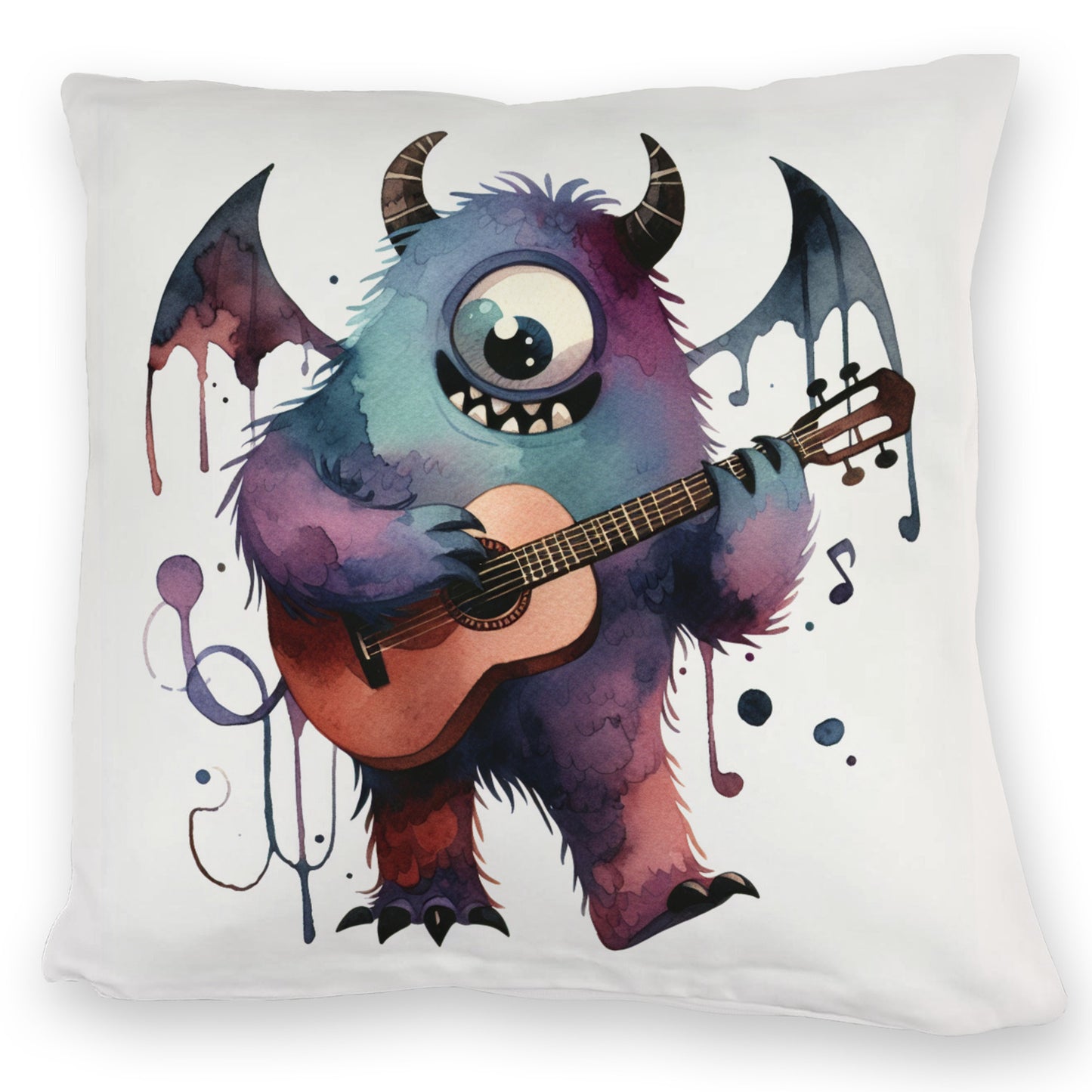 Niedliches Monster mit Gitarre Kuschelkissen