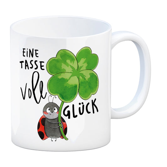 Marienkäfer Kaffeebecher mit Spruch Eine Tasse voll Glück