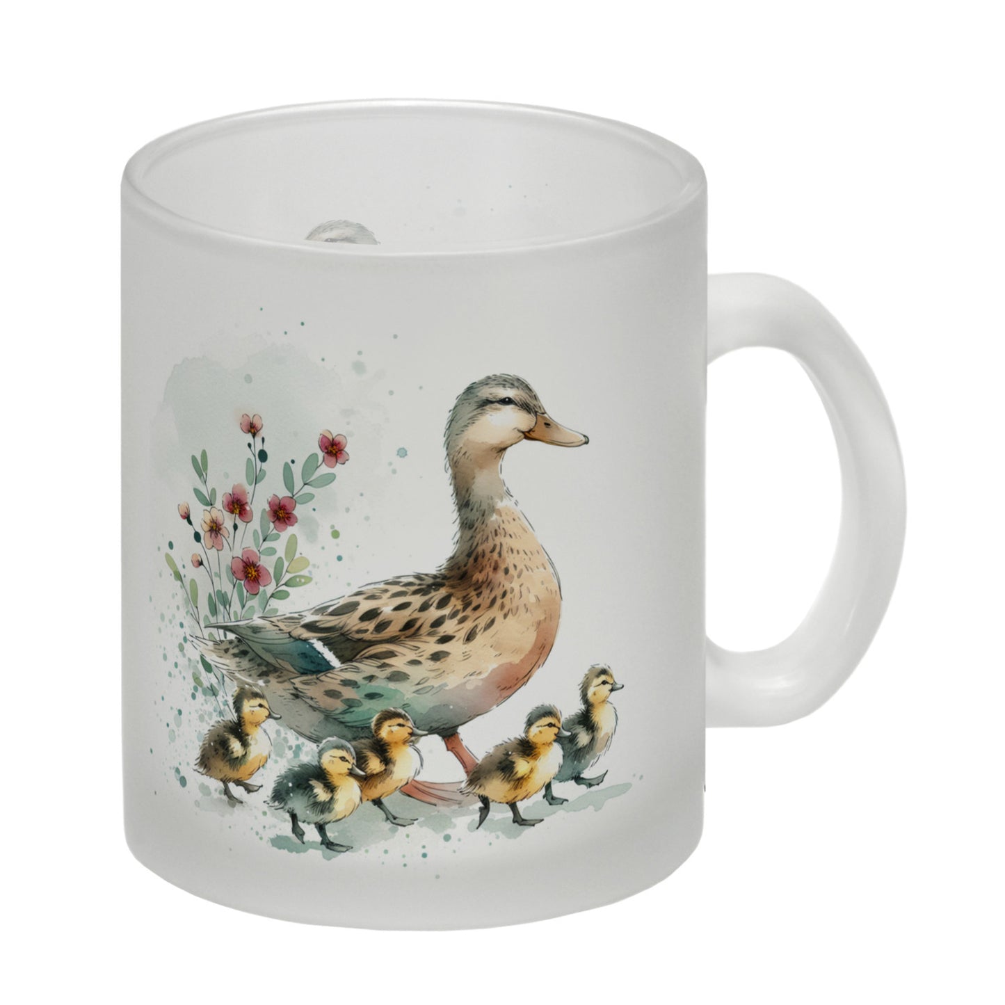 Ente mit Küken Glas Tasse