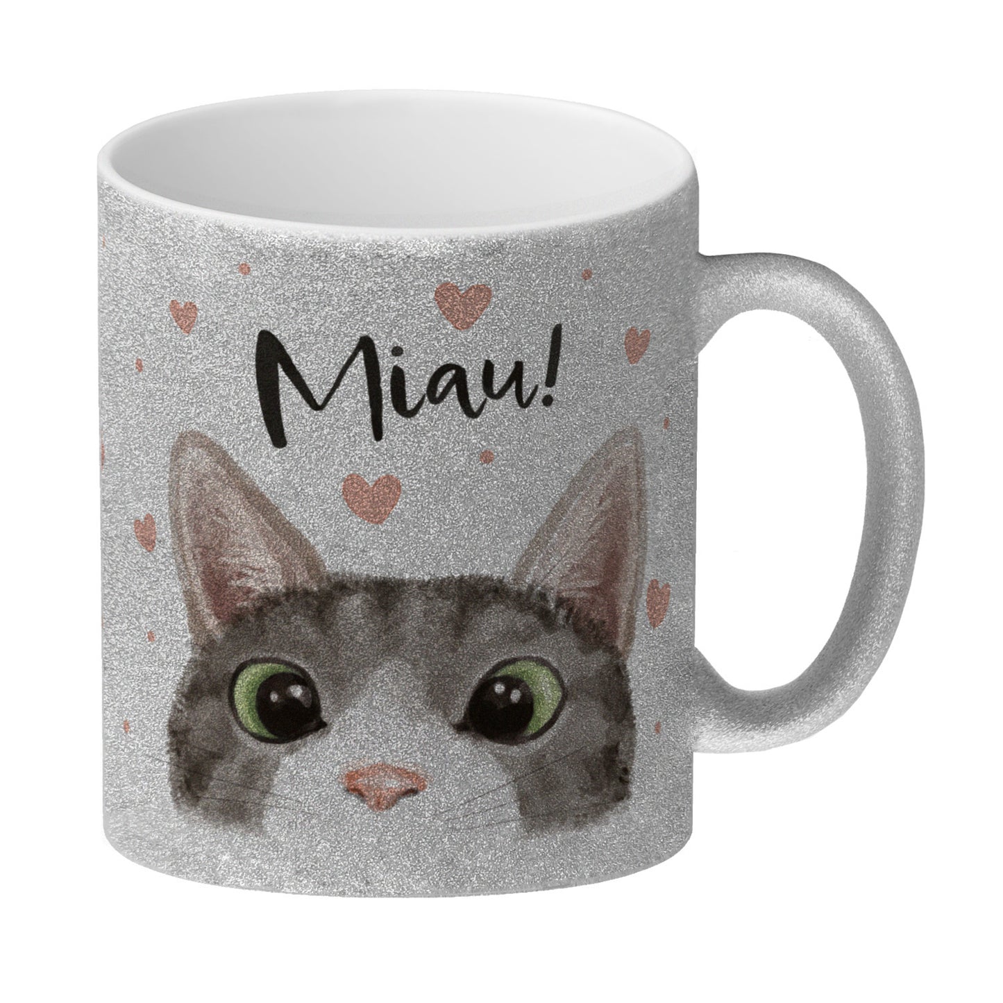 Miau Katze Glitzer-Kaffeebecher