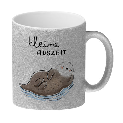 Otter Glitzer-Kaffeebecher mit Spruch Kleine Auszeit