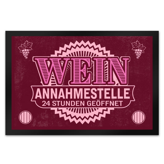 Wein Annahmestelle Fußmatte XL in 40x60 cm mit lustigem Spruch und Weinmotiven