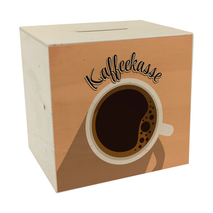 Spardose aus Holz mit Kaffeetassenmotiv - als Kaffeekasse für Frisöre und Restaurants