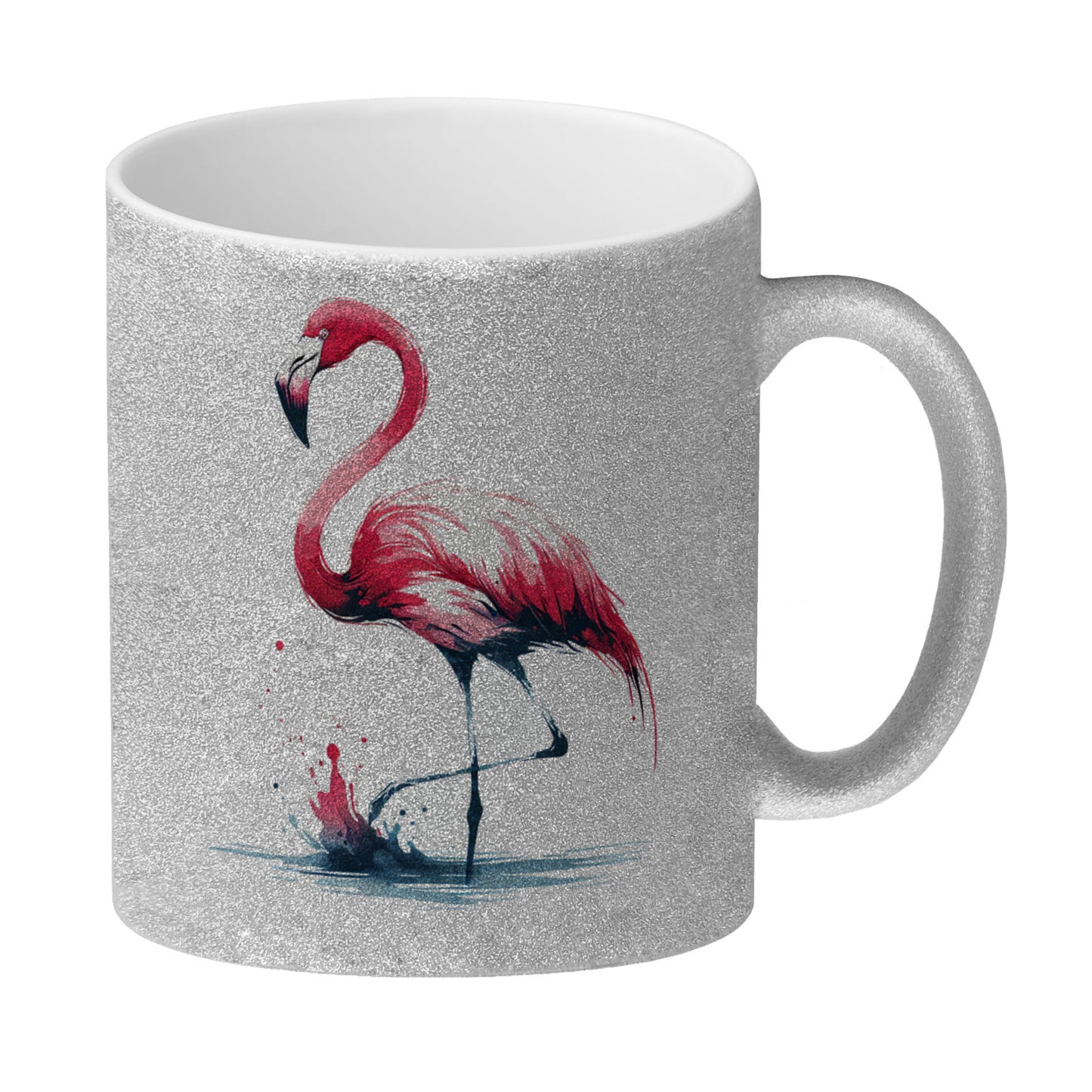 Rosa Flamingo Glitzer-Kaffeebecher