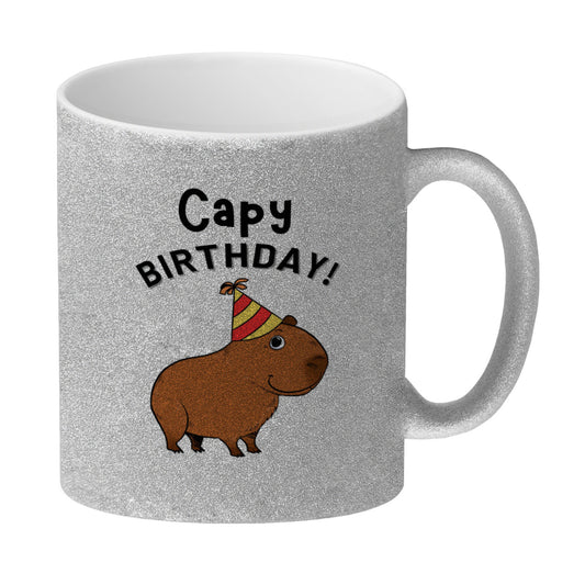 Capy Birthday Glitzer-Kaffeebecher mit niedlichem Capybara