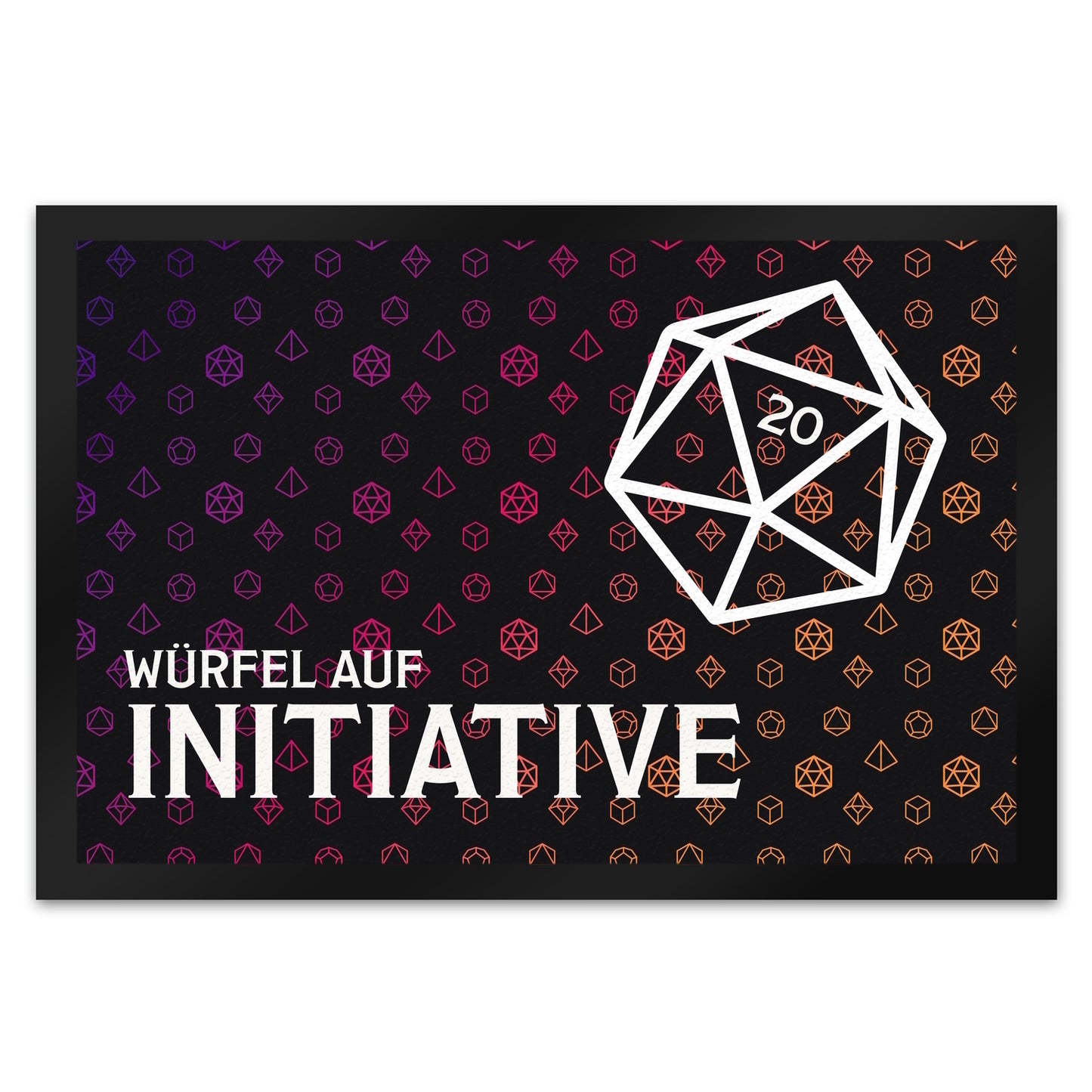 Tabletop Fußmatte XL mit Würfelmuster und Spruch: Würfel auf Initiative