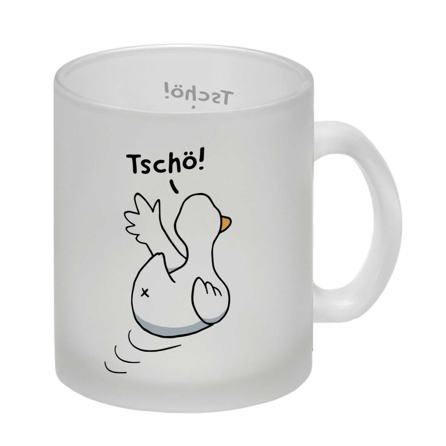 Ente winkt zum Abschied Glas Tasse mit Spruch Tschö