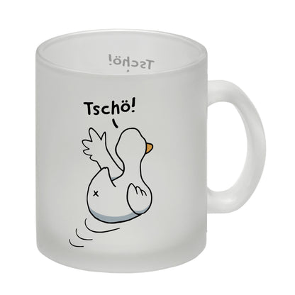 Ente winkt zum Abschied Glas Tasse mit Spruch Tschö