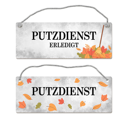 Putzdienst oder Putzdienst erledigt Wendeschild mit Kordel