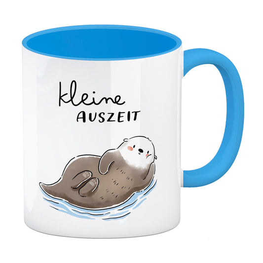 Otter Kaffeebecher in hellblau mit Spruch Kleine Auszeit