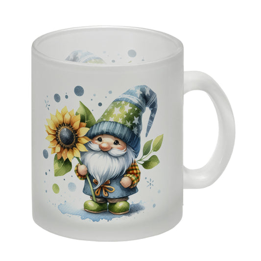 Gartenzwerg mit Sonnenblume Glas Tasse