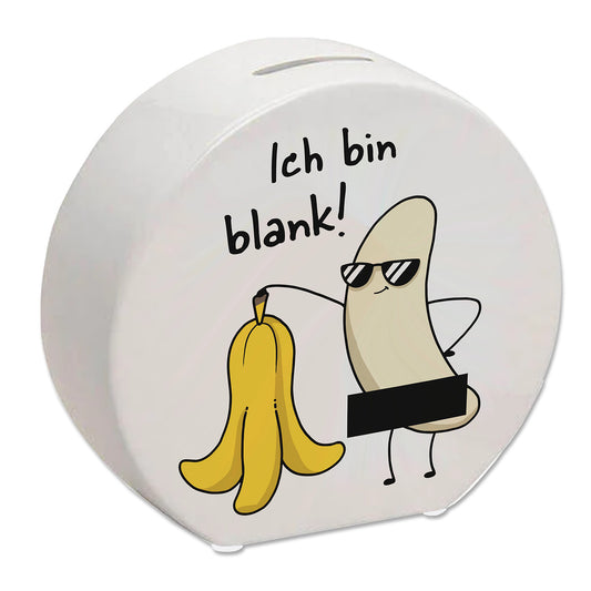 Nackte Banane Spardose mit Spruch Ich bin blank