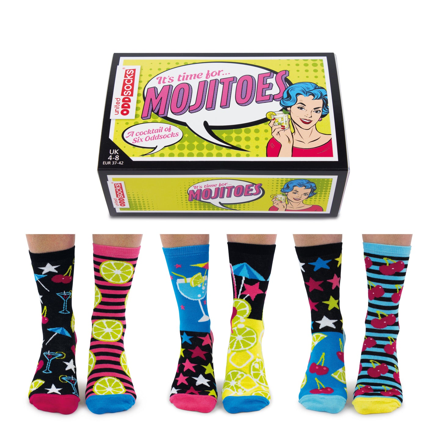 Mojitoes Cocktail Oddsocks Socken in 37-42 im 6er Set