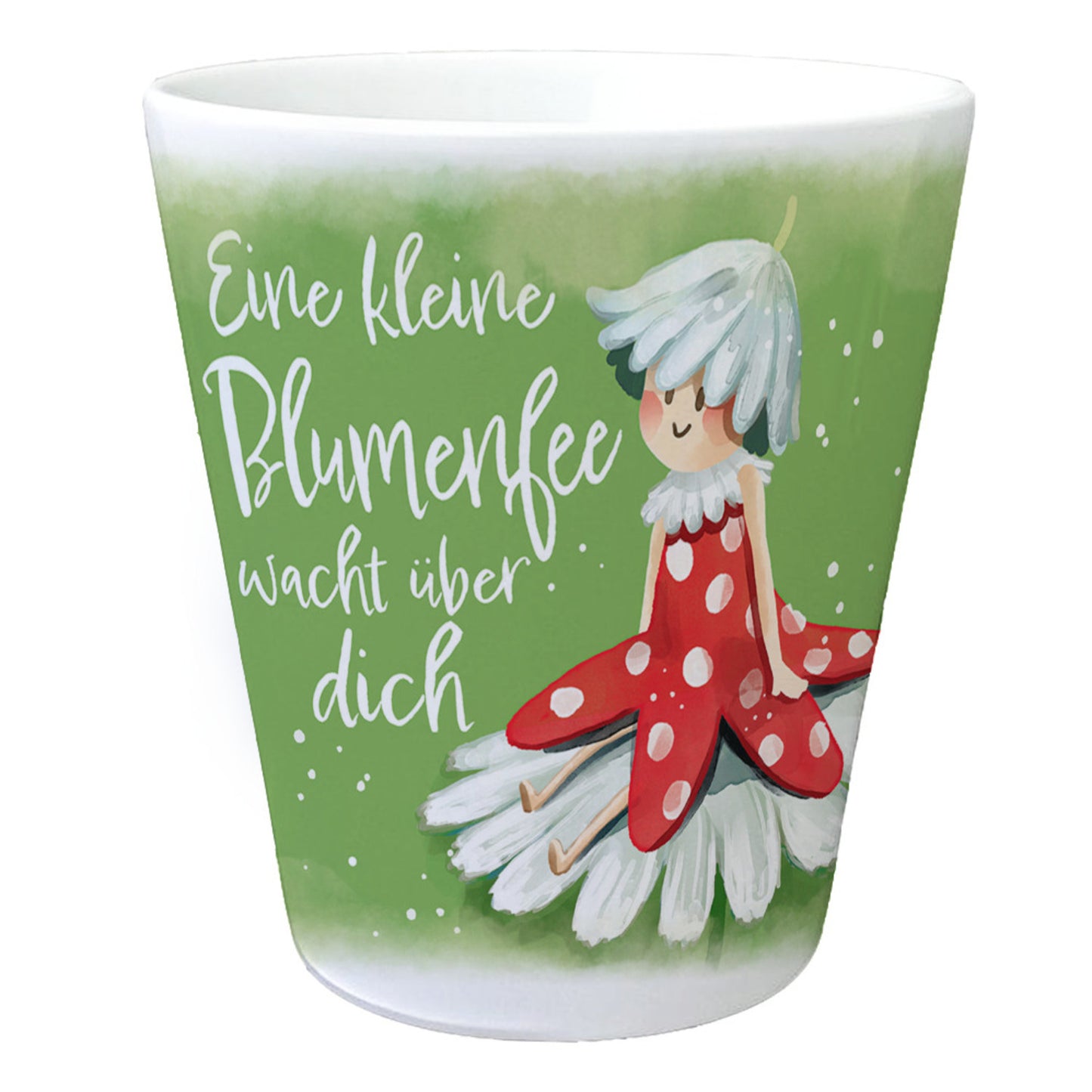 Fee Blumentopf mit Spruch Eine kleine Blumenfee wacht über dich