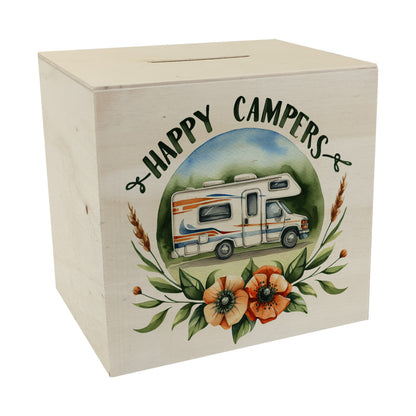 Wohnmobil Happy Campers Spardose aus Holz