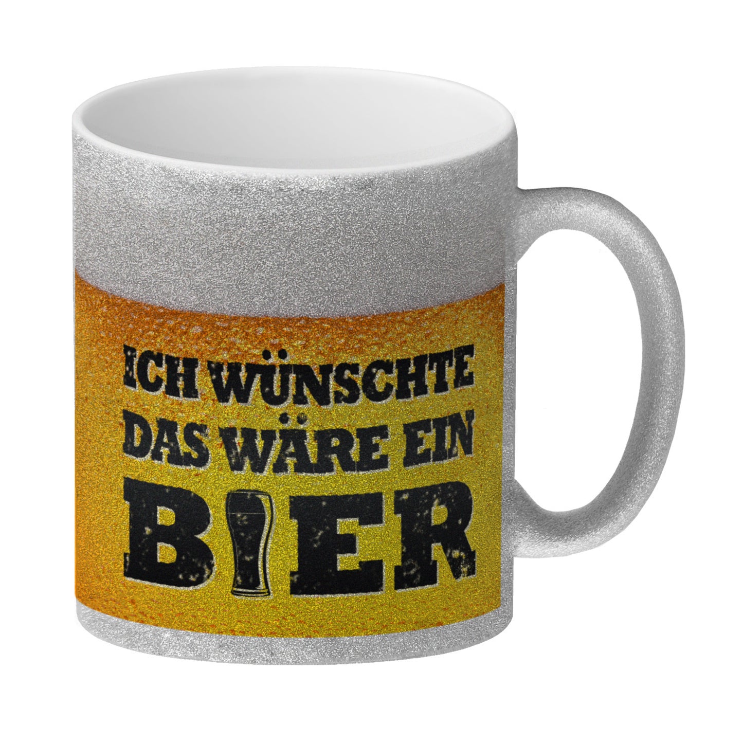 Ich wünschte das wäre ein Bier Glitzer-Kaffeebecher mit Biermotiv