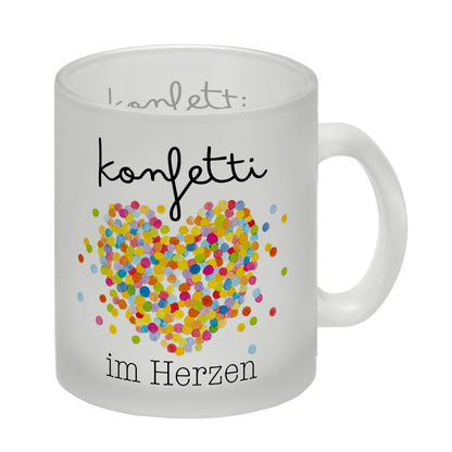 Konfetti im Herzen Karneval Geschenk Glas Tasse