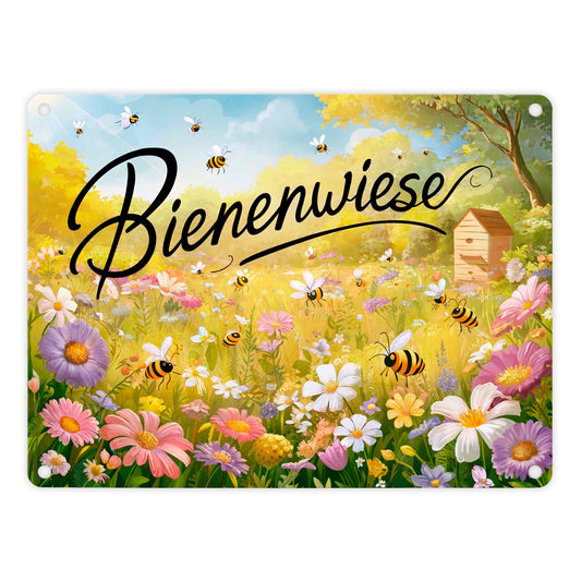 Bienenwiese Metallschild in 15x20 cm