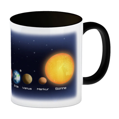 Planeten des Sonnensystems Kaffeebecher Schwarz