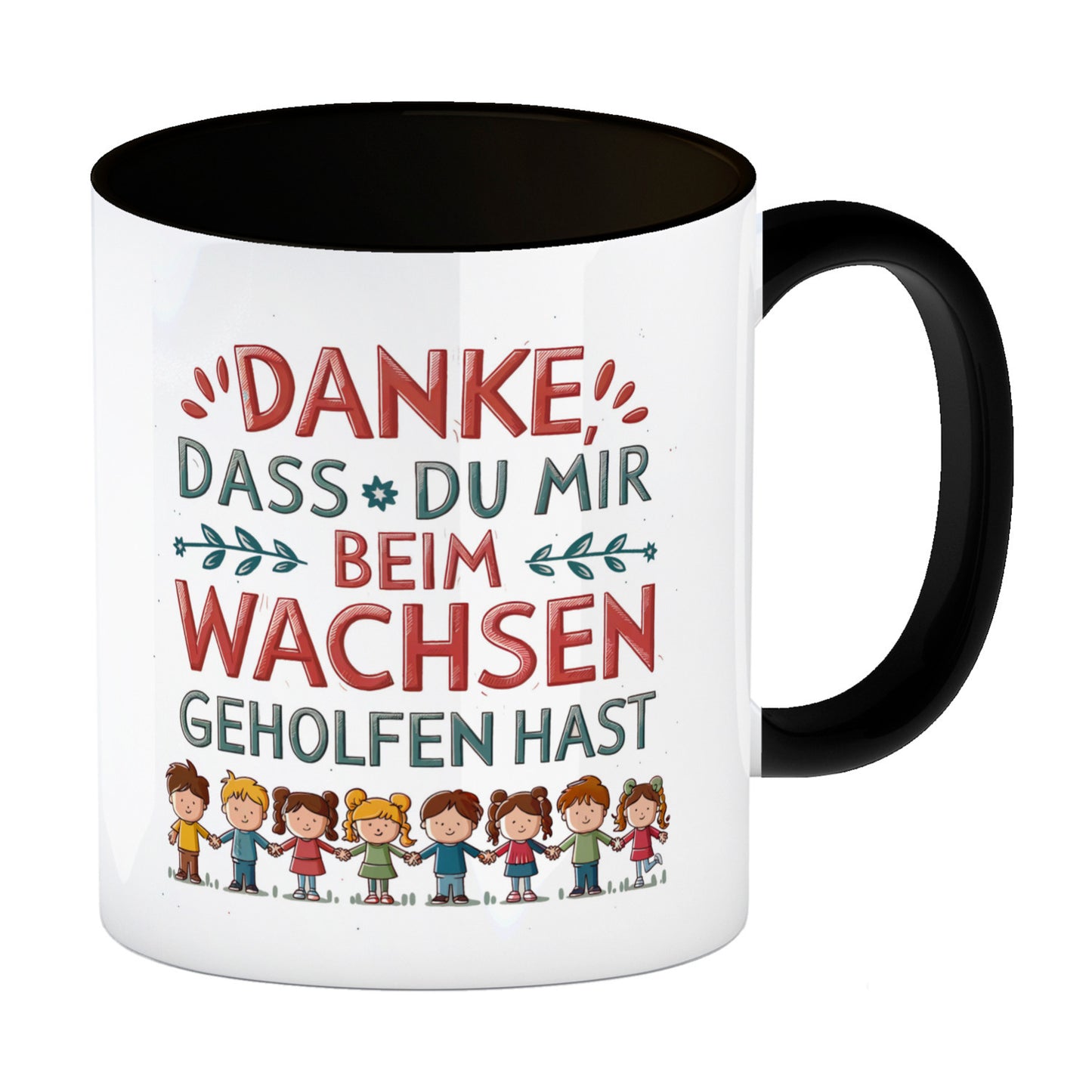 Danke, dass du mir beim Wachsen geholfen hast Kaffeebecher in schwarz