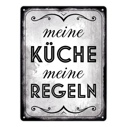 Meine Küche meine Regeln Retro Metallschild XL in 21x28 cm