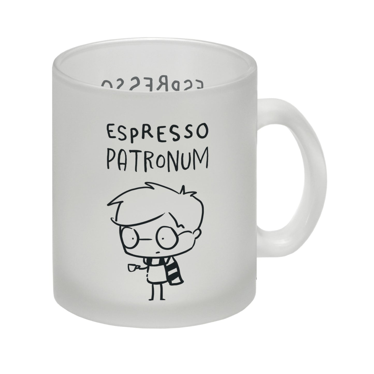 Zauberer mit Espresso Glas Tasse mit Spruch Espresso Patronum