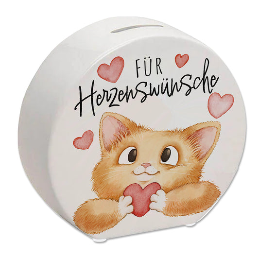 Katze Spardose mit Spruch Für Herzenswünsche