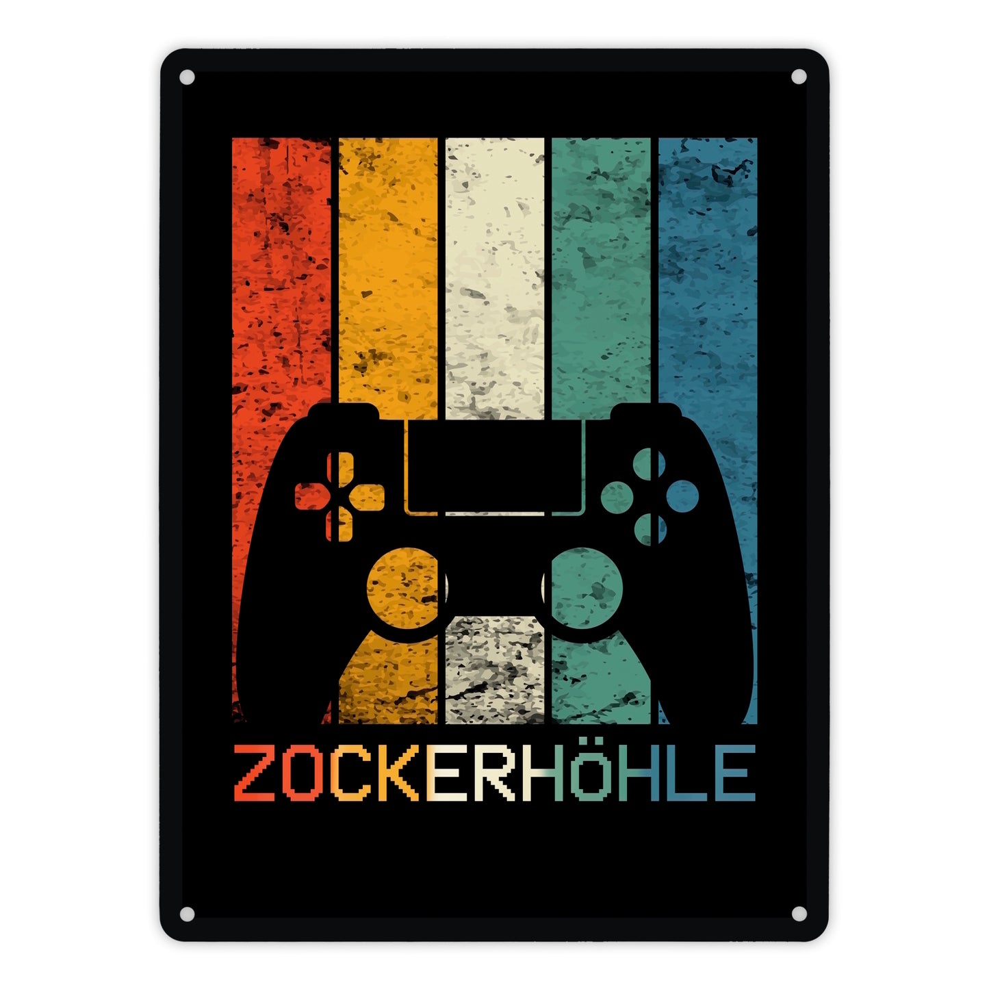 Zockerhöhle Metallschild XL mit Retro Gamer-Motiv