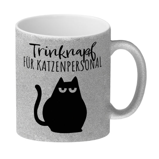 Katze Glitzer-Kaffeebecher mit Spruch Trinknapf für Katzenbesitzer