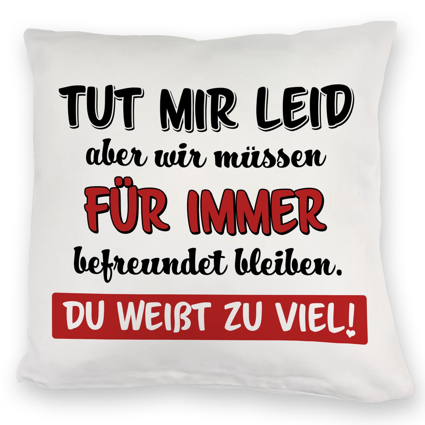 Freundschaft Kuschelkissen mit Spruch Tut mir Leid wir müssen befreundet bleiben