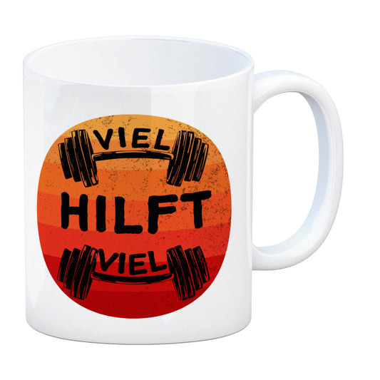 Viel hilft viel Fitness Kaffeebecher für Sportler