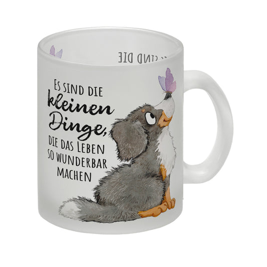 Hund Glas Tasse mit Spruch Die kleinen Dinge machen das Leben so wunderbar