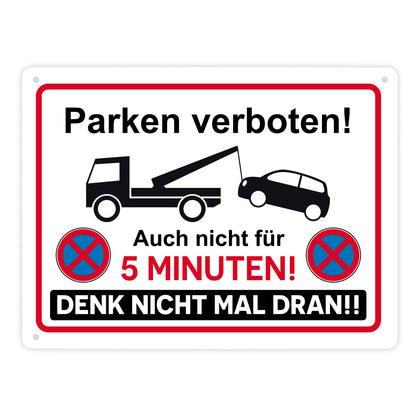 Parken verboten Metallschild XL in 21x28 cm mit lustigem Spruch