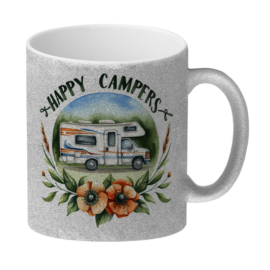 Wohnmobil Happy Campers Glitzer-Kaffeebecher