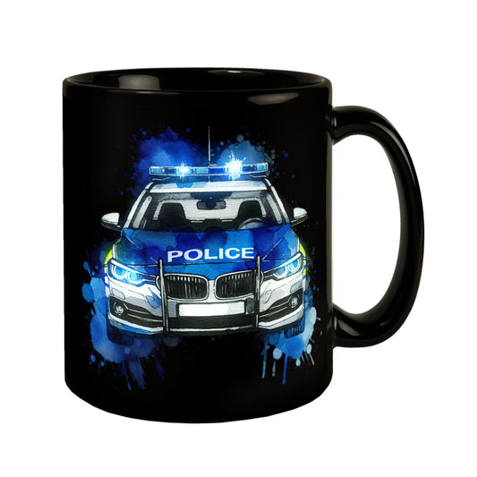 Polizeiauto Tasse in Schwarz