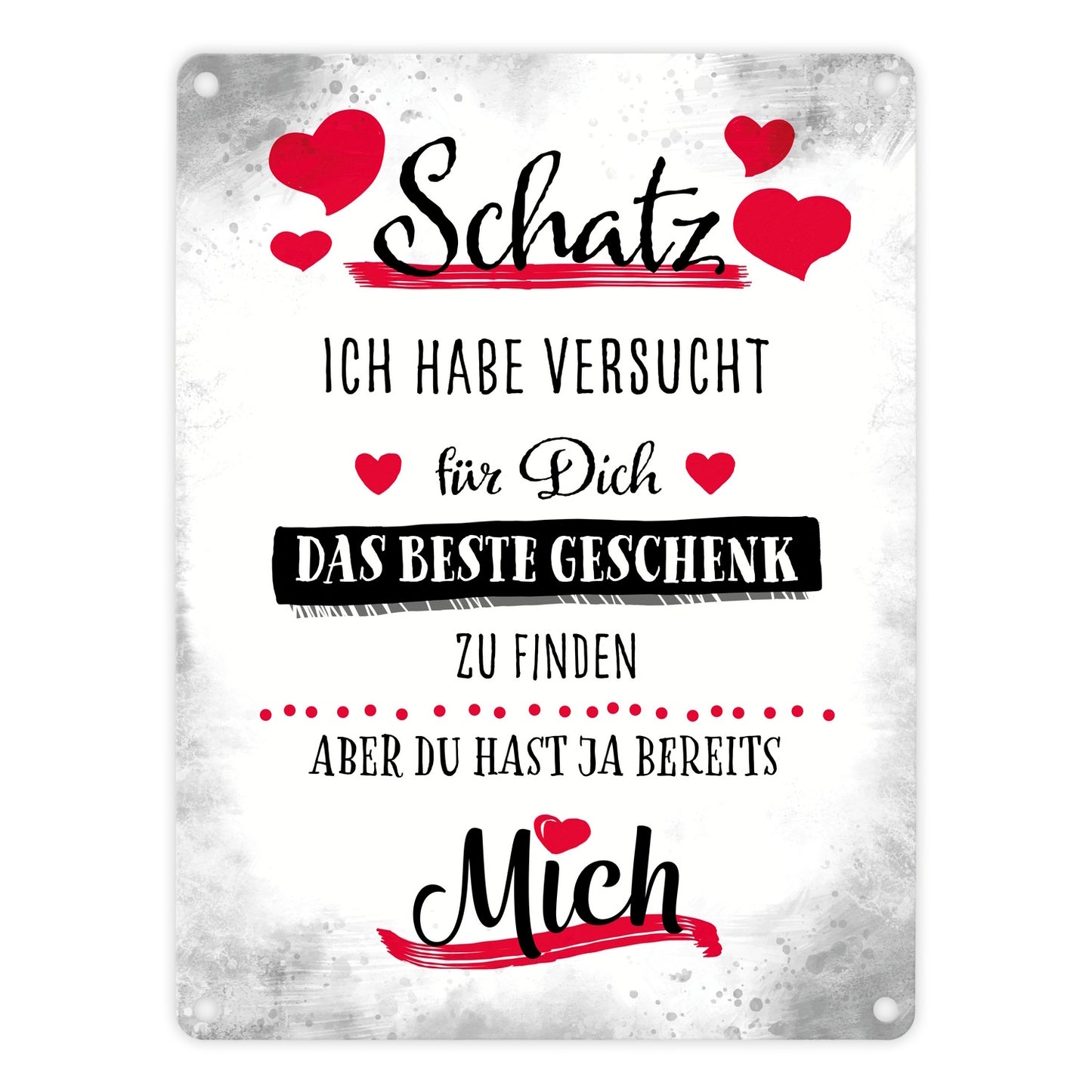 Bestes Geschenk für Schatz zum Valentinstag Metallschild in 15x20 cm