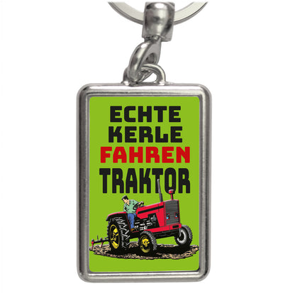 Echte Kerle fahren Traktor Schlüsselanhänger in Grün