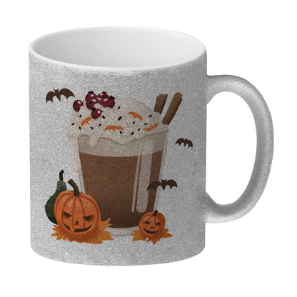 Pumpkin Spice Latte Glitzer-Kaffeebecher für Halloween