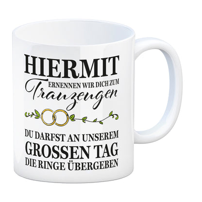 Trauzeuge Ringübergabe Kaffeebecher mit Spruch