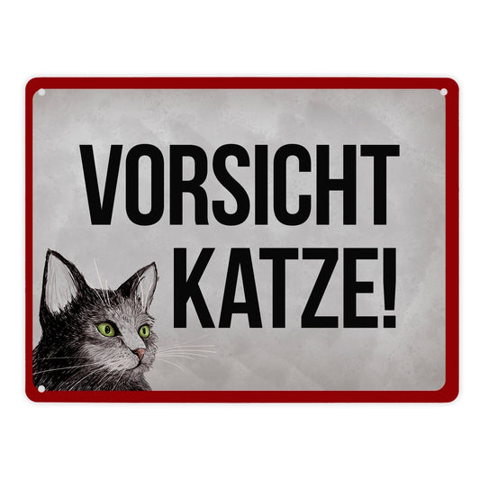 Metallschild XL mit Spruch: Vorsicht Katze