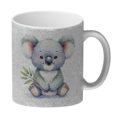 Sitzender Koala Glitzer-Kaffeebecher