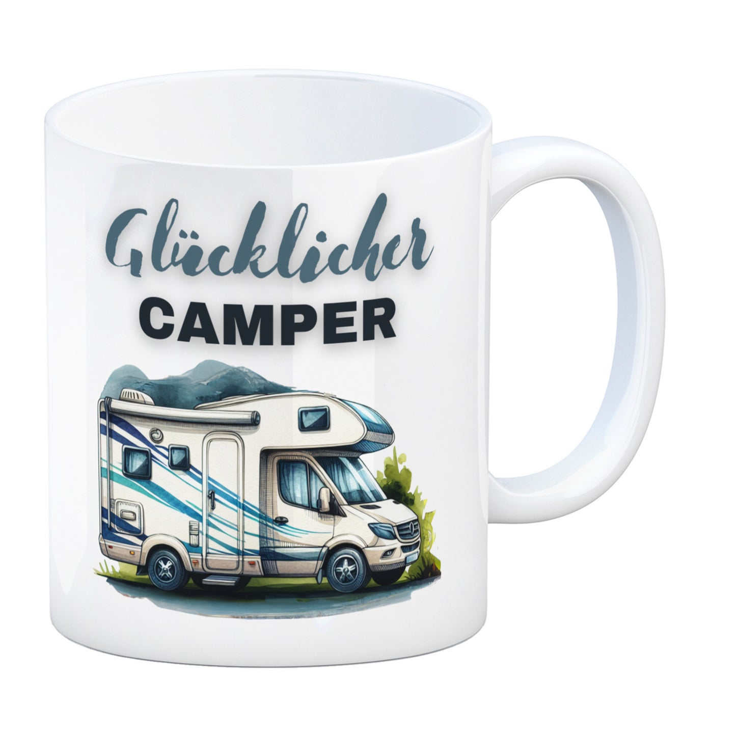 Wohnmobil Kaffeebecher mit Spruch Glücklicher Camper