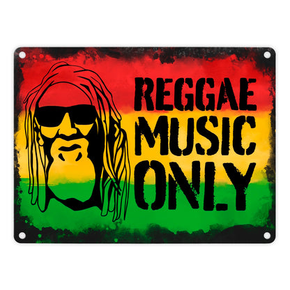 Reggae Music Only Metallschild in 15x20 cm mit Rastafarigesicht