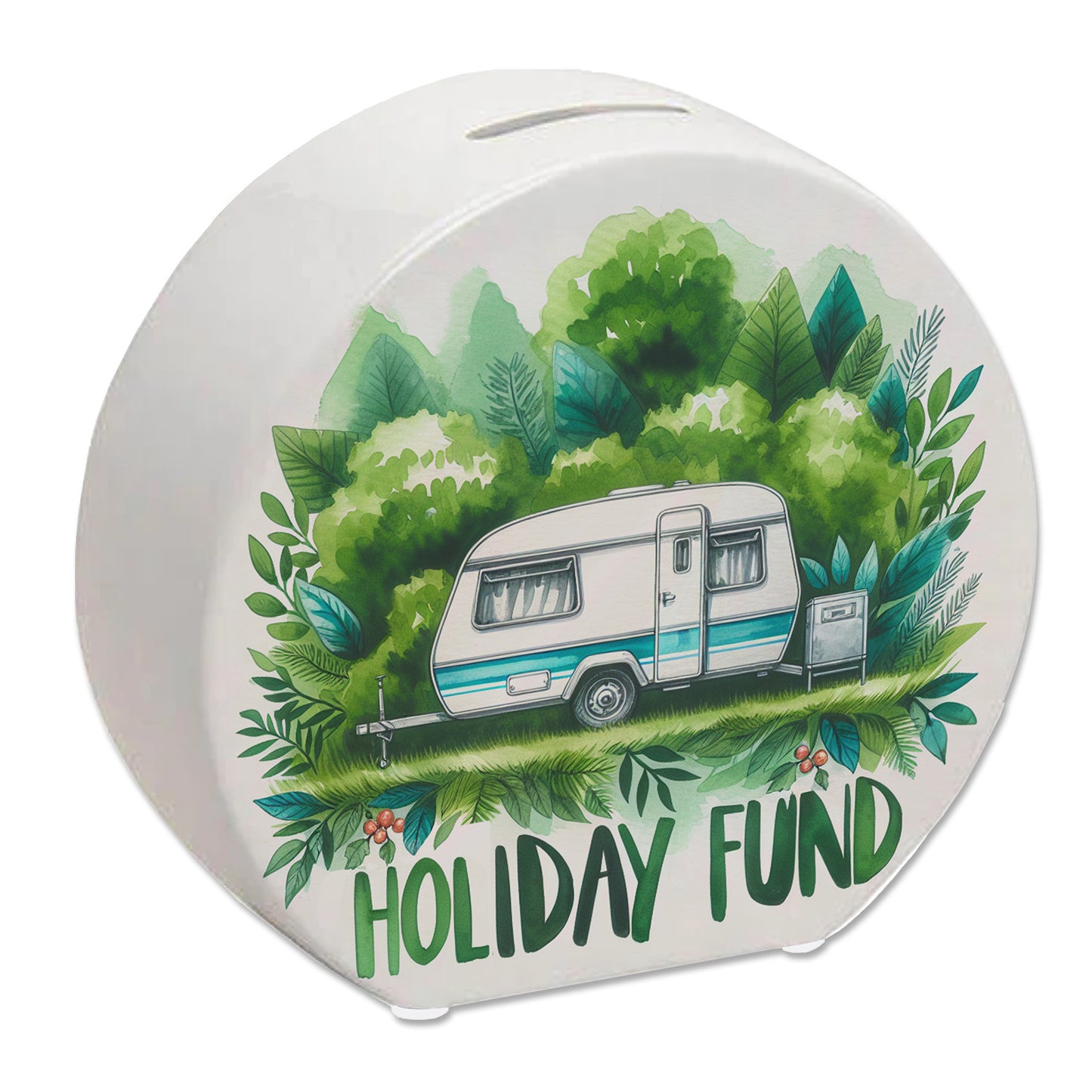 Campingurlaub Urlaubskasse Spardose mit Spruch Holiday Fund