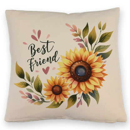 Beste Freundin Sonnenblume Kissen mit Leinenoptik mit Spruch Best friend