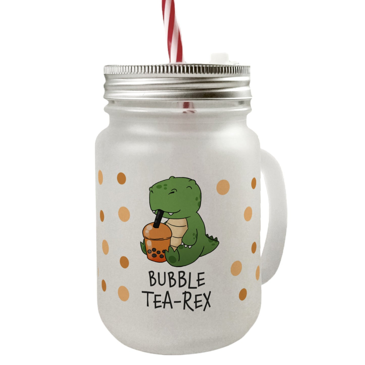 Bubble Tea-Rex Mason Jar Henkel Trinkglas mit Deckel mit T-Rex